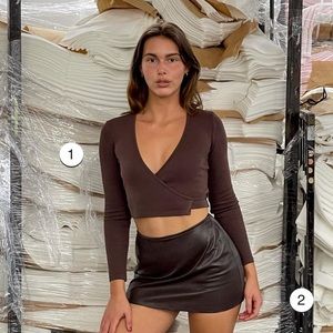 Los Angeles Apparel crop wrap around top